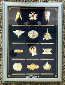 Star Trek Insignia Collection Gold & Silver Framed Cabinet Franklin Mint & Boxes