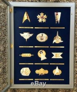 Star Trek Insignia Collection Gold & Silver Framed Cabinet Franklin Mint & Boxes
