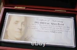 State Silver $100 bill. 999 Fine Silver The Washington Mint Ben Franklin one oz