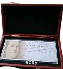 State Silver $100 bill. 999 Fine Silver The Washington Mint Ben Franklin one oz