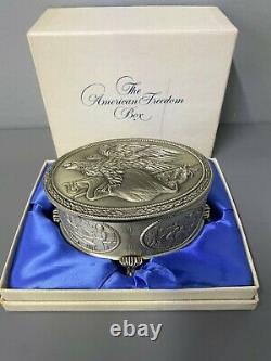 Sterling American Freedom Box by Franklin Mint 337.8 grams withbox and paper