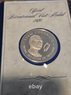 Sterling Silver Bicentennial Visit Medal Liam-Cosgrave of Ireland Franklin Mint