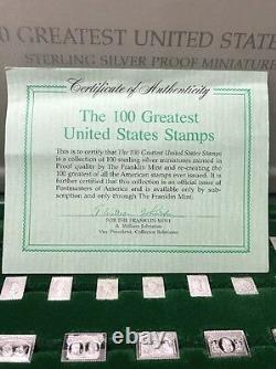 Sterling Silver Franklin Mint 100 Greatest United States Stamp Complete Set Rare