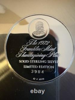 Sterling Silver Franklin Mint 1972 Thanksgiving Plate 7.16oz