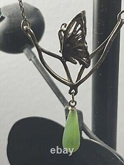 Sterling Silver Golden Butterfly Jade Pendant Franklin Mint By HANAE MORI NEW