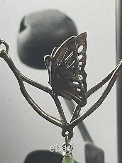Sterling Silver Golden Butterfly Jade Pendant Franklin Mint By HANAE MORI NEW