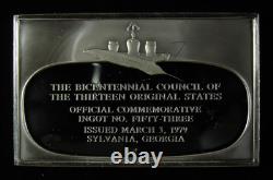 Sterling Silver Ingot #53 Bicentennial Council Of Thirteen Original States 58g