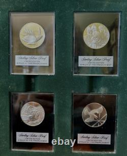 Sterling Silver Proofs 1972 Franklin Mint Holiday Medals Set 4 In Box/w Stands