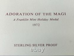 Sterling Silver Proofs 1972 Franklin Mint Holiday Medals Set 4 In Box/w Stands