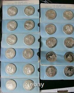 Sterling Silver US HISTORY LOT of 70 MEDALS Franklin Mint 1836-1953 incomplete
