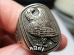 Sterling Silver Vintage Jensen Demark Franklin Mint Eagle Mens Ring Size 11.25