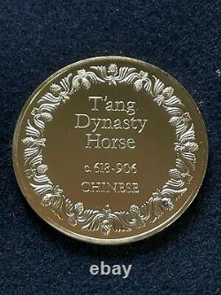 Tang Dynasty Horse Franklin Mint 2 Ounces Gold Plated Silver Medal #KSR35