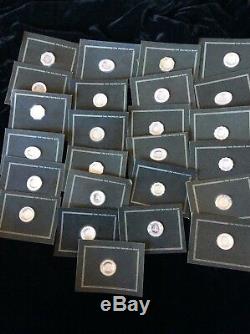 The ANTIQUE ENGLISH SILVER MINIATURE PLATE COLLECTION Franklin Mint a lot of 25