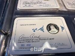 The Franklin Mint Collectors Society Album 21 Sterling Silver Coins