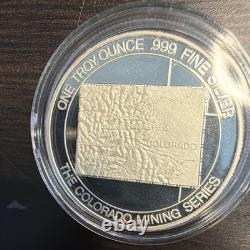 The Franklin Mint Colorado Mining Series 1 oz. 999 Fine Silver Round 1902