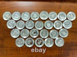 The Franklin Mint Floral Alphabet 925 Sterling Silver Mini Plate Collection 277g