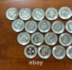 The Franklin Mint Floral Alphabet 925 Sterling Silver Mini Plate Collection 277g