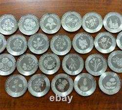 The Franklin Mint Floral Alphabet 925 Sterling Silver Mini Plate Collection 277g