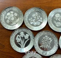 The Franklin Mint Floral Alphabet 925 Sterling Silver Mini Plate Collection 277g