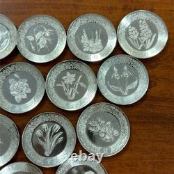 The Franklin Mint Floral Alphabet 925 Sterling Silver Mini Plate Collection 277g