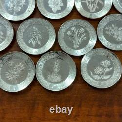 The Franklin Mint Floral Alphabet 925 Sterling Silver Mini Plate Collection 277g