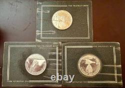 The Franklin Mint Silver Card Display Coins- 3 Coin Set