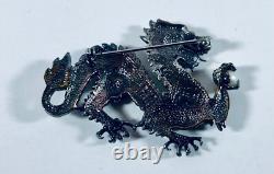 The Franklin Mint Sterling Silver Rhinestone The Year of the Dragon Brooch withBOX