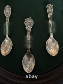 The Franklin Mint Sterling Silver Welsh Love Spoon Collection With Original Case