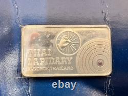 The Franklin Mint Thai Lapidary Bangkok Thailand 925 Sterling Silver Bar & Ruby