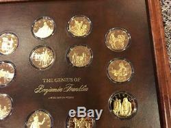 The Genius of Benjamin Franklin Proof Gold Overlay of Silver Proofs 16 BU Coins