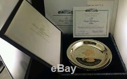 The George Washington Plate Sterling Silver Inlaid with 24k Gold Franklin Mint