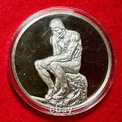 The Thinker Rodin 9.6 Toz..999 Silver Proof Franklin Mint Very Rare