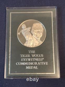 Tiger Woods Commemorative Eyewitness Medal, Sterling Silver 1997 With Stand