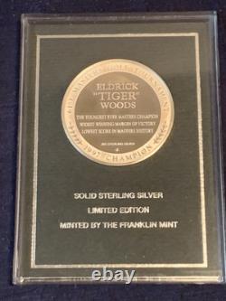 Tiger Woods Commemorative Eyewitness Medal, Sterling Silver 1997 With Stand
