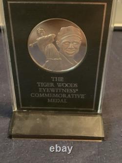 Tiger Woods Commemorative Eyewitness Medal, Sterling Silver 1997 With Stand