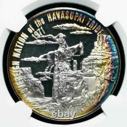 Toned 1971 Silver Franklin Mint Havasupai Tribe Pesasita? Ngc Pf 66 Ultra Cameo
