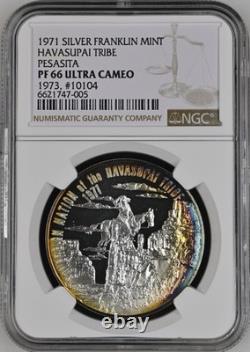 Toned 1971 Silver Franklin Mint Havasupai Tribe Pesasita? Ngc Pf 66 Ultra Cameo