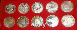 Tunisia 1969 Franklin Mint Proof Sterling Silver 10 Coin 1 Dinar Box COA