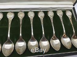 Twelve Days of Christmas Sterling Silver Spoons Set Franklin Mint 356 Grams NOS