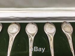 Twelve Days of Christmas Sterling Silver Spoons Set Franklin Mint 356 Grams NOS