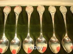 Twelve Days of Christmas Sterling Silver Spoons Set with Box Franklin Mint 1972