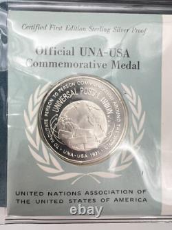 UN First Day Covers 1971 First Edition. 925 Sterling Silver Proofs 3.1oz ASW
