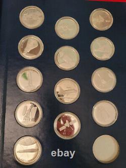 VERY RARE! AMERICA IN SPACE 15 STERLING SILVER 39mm COIN PROOF SET FRANKLIN MINT