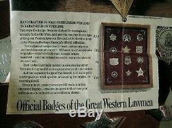 VINTAGE Case 80's Issue FRANKLIN MINT 12 Sterling Silver WESTERN LAWMAN Badges