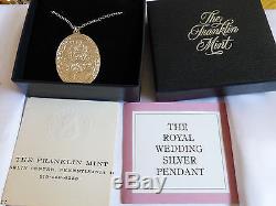 VTG Franklin Mint Diana & Charles The Royal Wedding Silver Pendant Necklace Mint
