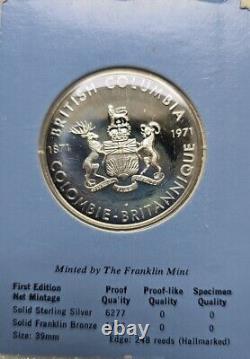 Very Rare 1971 Franklin Mint BC. 925 Silver Proof Haida Sea Going War Canoe 1013