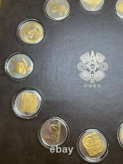 Very Rare Treasures of the Mayas Silver Medals with 24 Karat Gold 1979