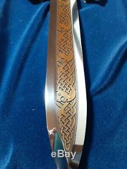 Viking Dragon Head Dagger Franklin Mint Collector Knife in Case COA Silver Gold