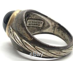 Vintage 14k Gold and Sterling Silver Ring 925 Size 13 Mens Black Onyx Signet