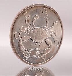 Vintage 1970 Zodiac Cancer July Franklin Mint 925 Silver art bar round WOW C3155